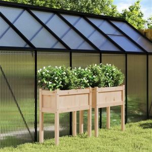VidaXL Jardini&egrave;res 2 pcs avec pieds bois de pin massif