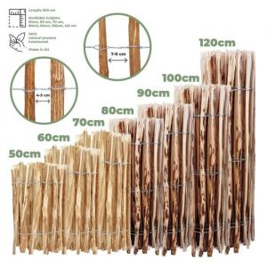 BOGATECO Cl&ocirc;ture &agrave; Lattis Noisetier Bois | 100 cm de Hauteur et 500 cm de Long | Distance Entre Lattes 4-5 CM | Cl&ocirc;ture de Jardin