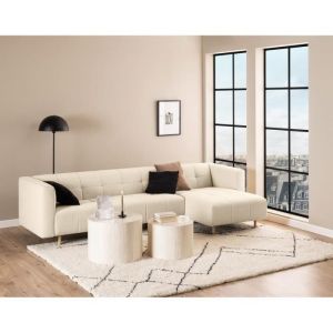 Pueblo - lot de deux tables basses rondes - effet travertin - 58 et 50 cm - bois - Bois