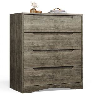 Commode Chambre 4 Tiroirs Bealife Meuble Rangement Dispositif Anti-trébuchement Marron Foncée 71 x 41 x 82 cm