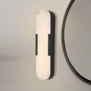 Searchlight Applique murale LED pour salle de bain Opaline, hauteur 50 cm, noir,