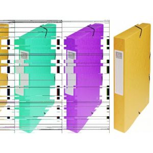 Image de Exacompta 50409E - Boîte à élastique EXABOX, carte lustrée, dos de 40, coloris jaune