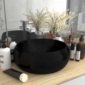 Image de VidaXL Lavabo rond de luxe Noir mat 40x15 cm Céramique