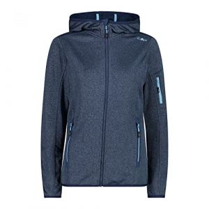 CMP Veste Knit-Tech pour femme avec capuche fixe, Briquet bleu, XXS
