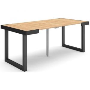 Table console extensible, Console meuble, 180, Pour 8 personnes, Pieds bois massif, Style moderne, Chêne - Skraut Home