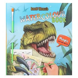 Depesche 12578 Dino World-Watercolour Book, Livre de coloriage avec Pinceau et 15 Motifs de Chevaux à Peindre avec de l'eau, Multicolore