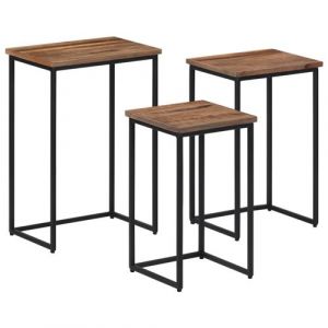 VidaXL Tables Basses Gigognes 3 pcs, Tables d'Appoint, Bouts de Canapé, Meubles de Salon Salle de Séjour, Moderne, Bois Massif de Teck