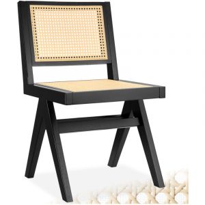 TecTake Chaise en bois lissy avec cannage viennois design rétro noir -