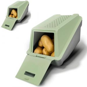 Artecsis Boîte de rangement pour pommes de terre - Vert printemps - 1 lot S - 3,5 l - Boîte à légumes empilable avec technologie EasyClick - Avec autocollant pour légumes