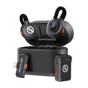 Hollyland Lark M2S Micro Cravate sans Fil pour Caméra, iPhone, Android, 300 m Portée, Clip en Titane, ENC, 30H Durée, Micro Lavalier pour Livestreaming Vlog (2TX+2RX)