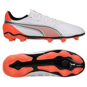 Puma Bottes de football king match fg/ag blanc glow enfant