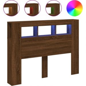 VidaXL Tête De Lit À Led Chêne Marron 140x18,5x103,5cm Bois Ingénierie