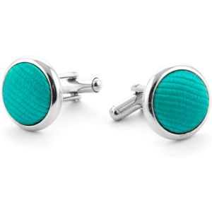 Bouton de Manchette Soie Emeraude F67 Turquoise