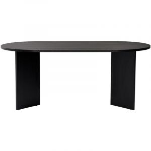 DRAWER Table &agrave; manger 8 personnes ovale en bois - Noir - Sam