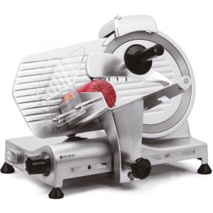 Hendi Trancheuse électrique, multi-usages, pour jambons, saucissons, viandes, Profi Line 300, lame Ø: 300mm, épaisseur de tranche (0-14mm), 220-240V, 420W, 602x573x(H)456mm, argent, aluminium, inox