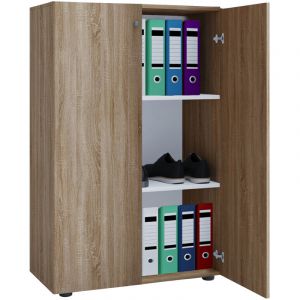 Lona Armoire universelle de bureau, commode de bureau, armoire haute, 2 portes, imitation chêne Sonoma. - Naturelle