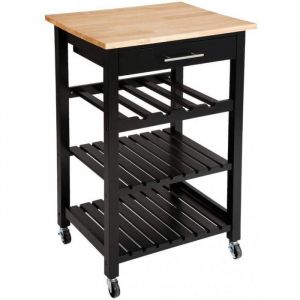 Atmosphera Desserte de cuisine - Claude - Bois MDF - Noir - Roulant