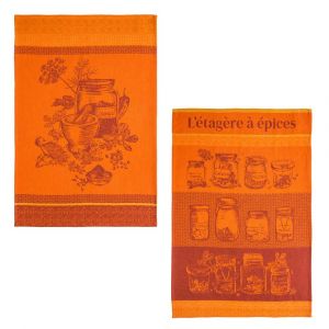 Coucke Lot de 2 torchons imprimés en jacquard de coton 50x75