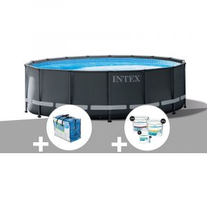 Image de Intex Kit piscine tubulaire Ultra XTR Frame ronde 5,49 x 1,32 m + Bâche à bulles + Kit de traitement au chlore