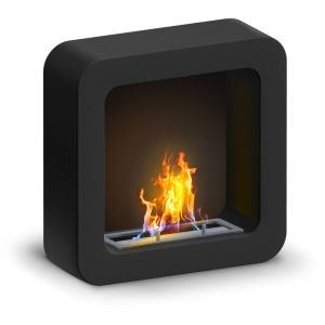 Nefertiti - Cheminée au bioéthanol à encastrer au mur ou freestanding, dimensions 48x48 cm noir