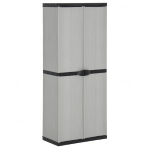 Image de VidaXL Armoire de rangement de jardin 3 &eacute;tag&egrave;res Gris/noir 68x40x168cm - Gris