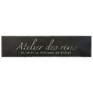 Atmosphera Décoration murale en métal Atelier des rêves - Noir - l 78,8 x p 0,8 x h 18,2 cm - Livraison gratuite
