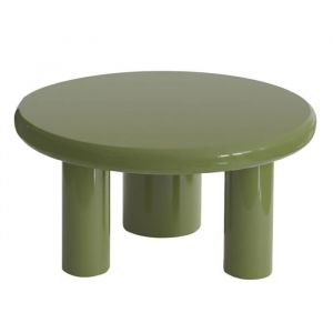 Oviala Table basse ronde 70 cm en MDF effet laqu&eacute; vert olive