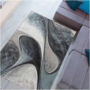 Dezenco GARCA 140x140, par Unamourdetapis, Tapis moderne 140 x 140 cm Bleu