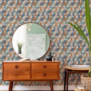 Superfresco Easy Papier peint Tissage abstrait Woven 1005 x 52cm Bleu, orange