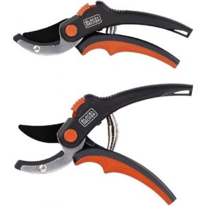 Black & Decker Sécateur - Capacité de Coupe 14 Ø CM - Lame en Acier Trempé - Manche avec Soft Grip - 20 x 6 x 1,6 CM - Cisailles à Fleurs - Sécateurs - Sisailles à Haies