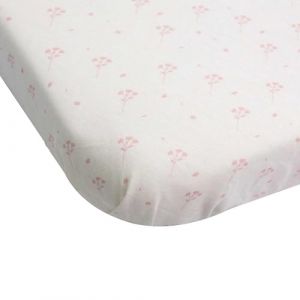 Trois Kilos Sept Lot de 2 Draps Housses Berceau - Doux et Respirant - Bord Élastiqué - Certifié Oeko-TEX Standard 100-100% Coton - 50x83 cm - Motif Fleurs Roses