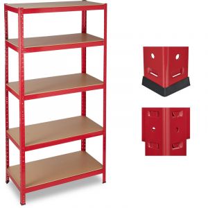 Image de Relaxdays &Eacute;tag&egrave;re charge lourde, Meuble rangement &agrave; clip, Cave charge 1325 kg, garage, 180x90x45 cm, acier, MDF, rouge