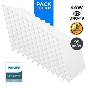 Barcelona led Pack 12 panneaux slim LED 60x60 44W UGR19 Philips Driver | Blanc Chaud - Blanc Chaud