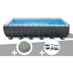 Intex Kit piscine tubulaire Ultra XTR Frame rectangulaire 7,32 x 3,66 x 1,32 m + 20 kg de zéolite + Kit de traitement au chlore