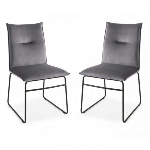 Lot de 2 Chaises MAYA structure métal assise gris cendre