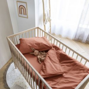 Someo Housse de couette bébé coton lavé 80x120 Terracotta
