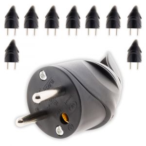 Zenitech Lot de 10 - Fiche mâle coudée 2P+T 16A - Noir