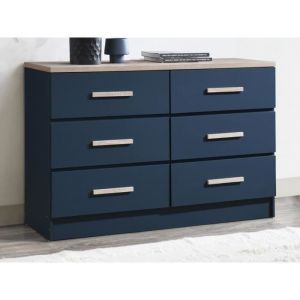 Commode 6 tiroirs - Bleu et naturel - SKAIDO