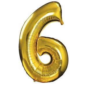 Ruedelafete Ballon alu mylar 30cm CHIFFRE 6, Or