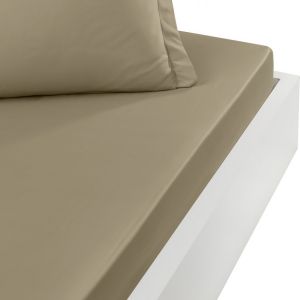 Sensei Drap housse en percale de coton Taupe 90x190 cm