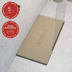 Receveur de douche Poalgi, extraplat, beige albero, L.90 x l.160 cm, s&eacute;rie Clay