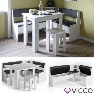 Ensemble de banquettes d'angle "Roman" 150x120cm Blanc/Anthracite Vicco