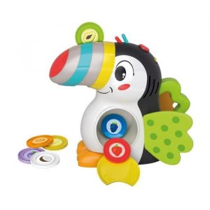 Clementoni Milan, Le Toucan Gourmand Super coloré avec Fonctions électroniques + Jetons Apprendre Les Couleurs, Les Noms de Fruits et Compter-Jeux Éducatif pour Enfant-Dès 12 Mois, 52845, Multicolroe