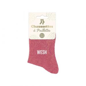 STC Chaussettes Sud Trading Paire de chaussettes paillettes wesh rose - Couleur 36 / 41 - Taille Rose