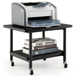 Table à imprimante Coast avec 4 roulettes - Noir - 49 x 40 x 38 cm