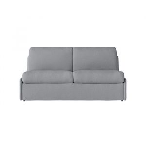 Canapé convertible couchage 160x190cm tissu gris clair matelas 13cm