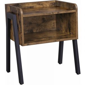 Songmics VASAGLE Table de chevet vintage, avec compartiment rustique, 42 x 35 x 52 cm (L x l x h), Pieds en métal, Table de nuit