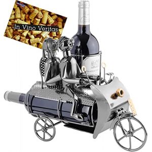 Image de Brubaker Porte-bouteille de Vin d&eacute;coratif - Sculpture en M&eacute;tal - Id&eacute;e cadeau - Couple sur la Moto avec un Chien