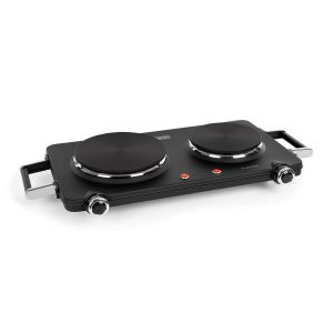 Klarstein Cookorama Double plaque de cuisson électrique Ø 150 -180 mm - 5 niveaux - 1900-2250W - Noir