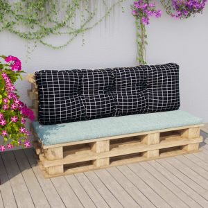 VidaXL Coussin de canap&eacute; palette motif &agrave; carreaux noir 120x40x12 cm